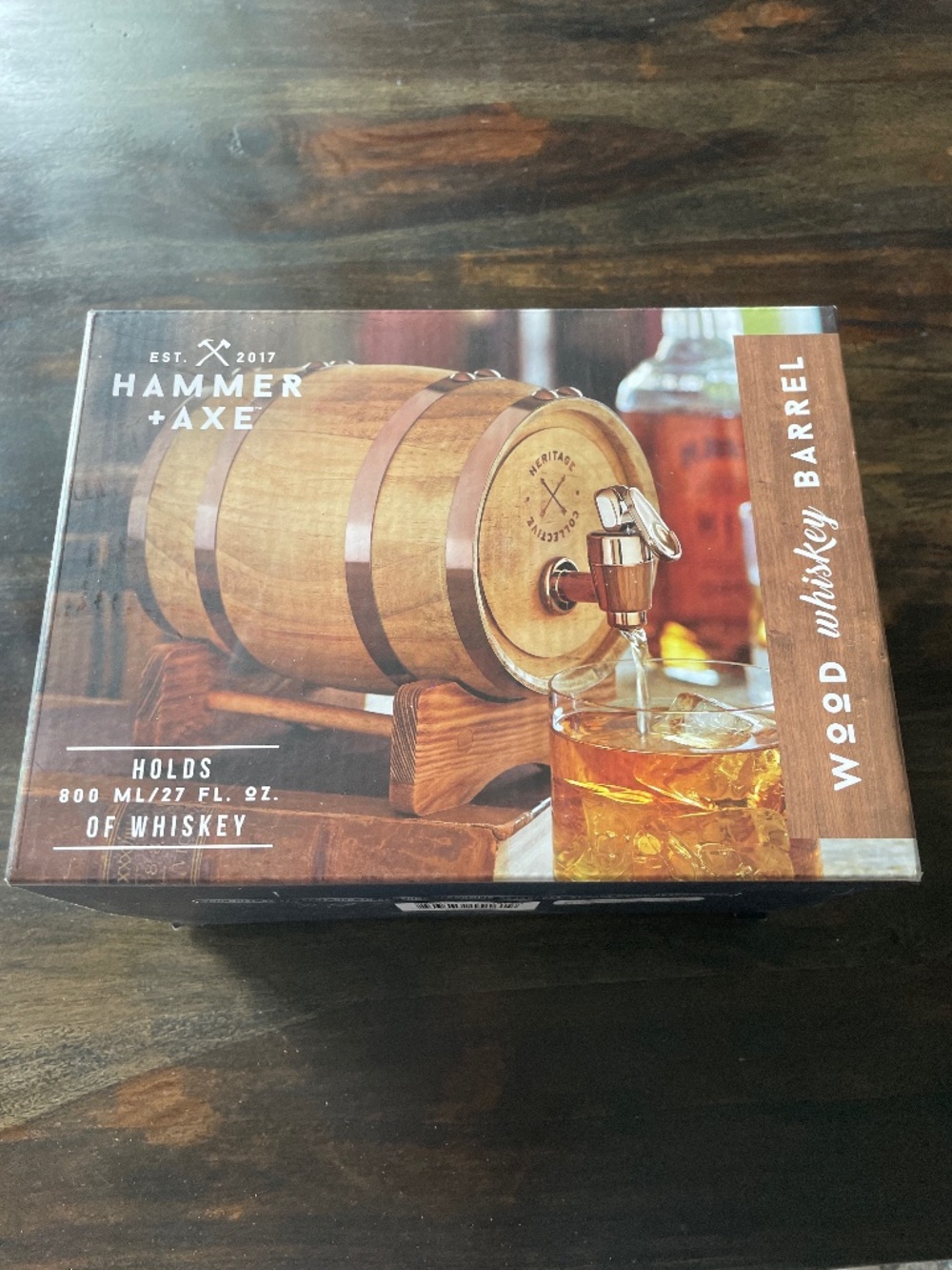 NEW Hammer + Axe Wood Whiskey Barrel
